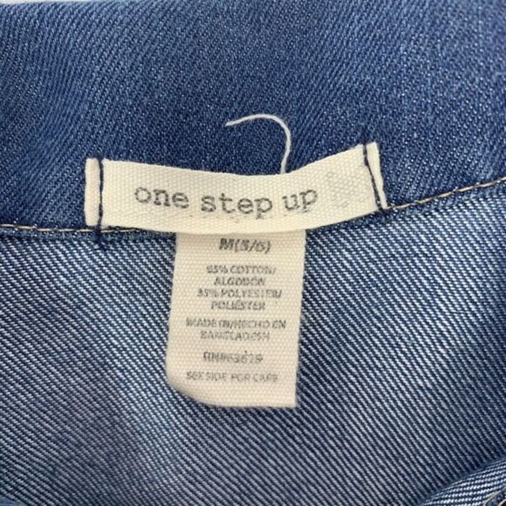 One Step Up Blue Denim Jacket with Rhineston Buttons Cotton Blend Girls Size 5/6 - Picture 3 of 7